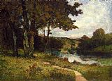 landscape, trees near river by Edward Mitchell Bannister